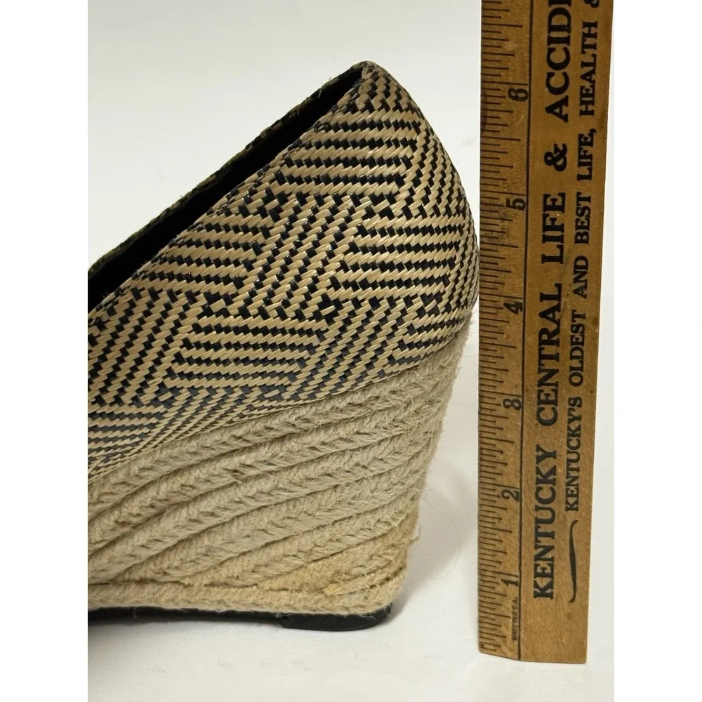 Kelly & Katie  8.5 M Knotted Espadrille Woven Wedge Sandal Black Beige